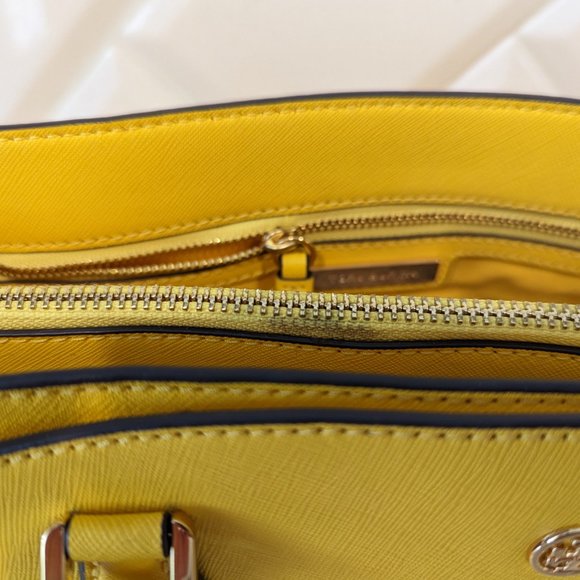 TORY BURCH Robinson Textured Lemon Drop Leather Small Tote Bag - Picture 5 of 6